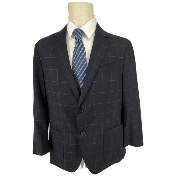 Banana Republic Mens 44R Slim Performance Smart Weight Wool Navy Blazer Jacket